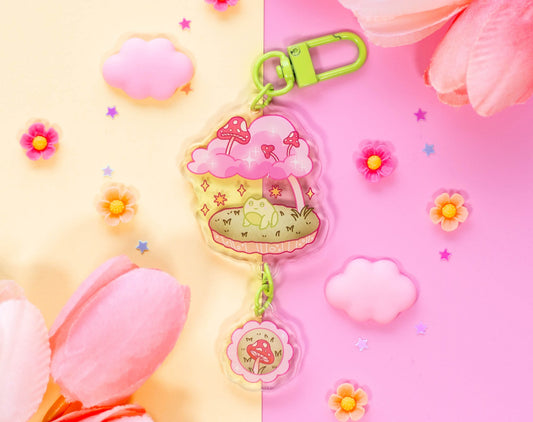 Mushroom Frog Linked Keychain