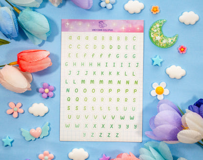 Alphabet Sticker Sheet (Green)